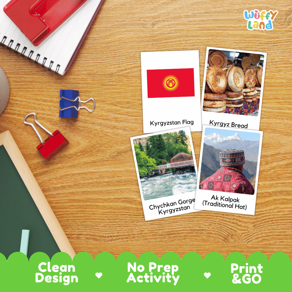 All About Kyrgyzstan Flashcards | Food, Culture, and Landmarks Geography Activity