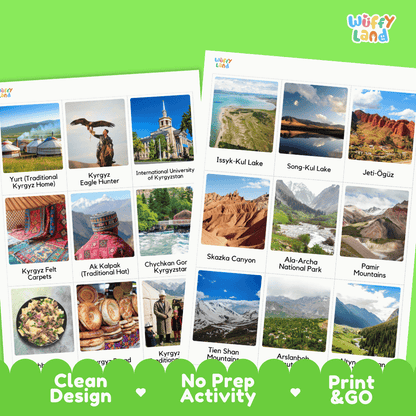 All About Kyrgyzstan Flashcards | Food, Culture, and Landmarks Geography Activity