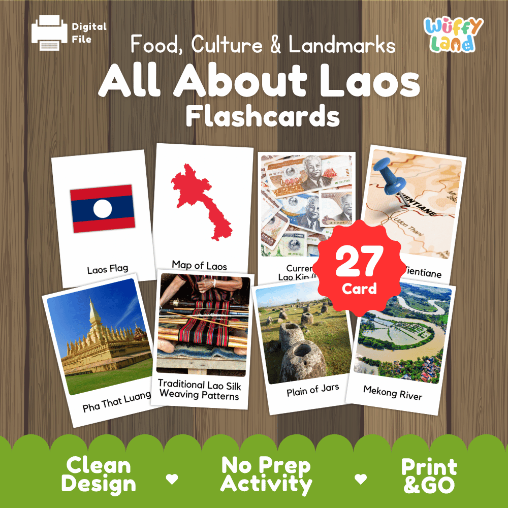 All About Laos Flashcards | Food, Culture, and Landmarks Geography Activity