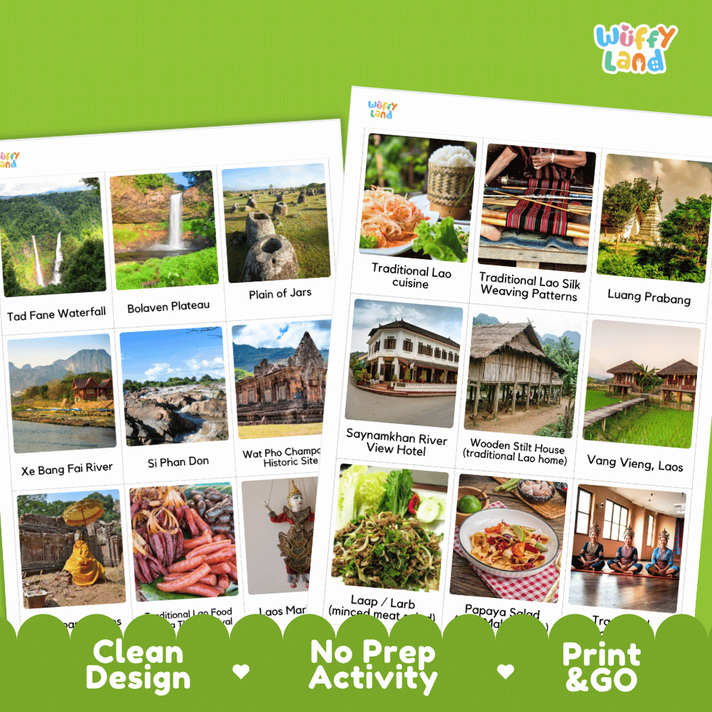 All About Laos Flashcards | Food, Culture, and Landmarks Geography Activity