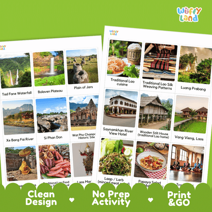 All About Laos Flashcards | Food, Culture, and Landmarks Geography Activity