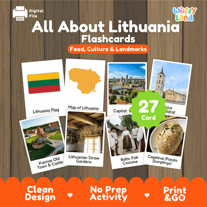 All About Lithuania Flashcards Food Culture and Landmarks Printable
