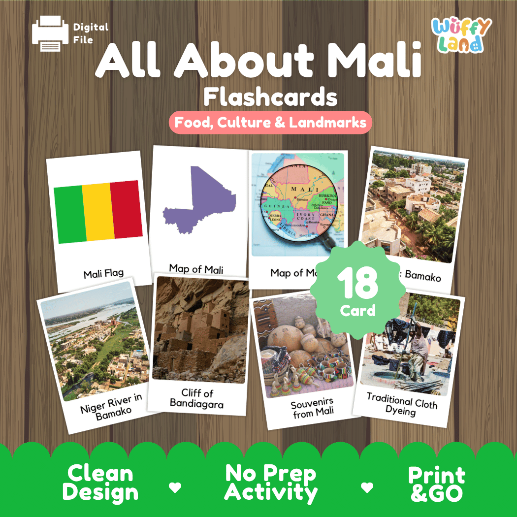 All About Mali Flashcards Food, Culture and Landmarks Print and Go Worksheets