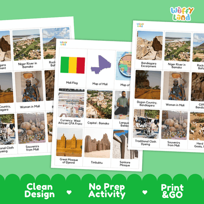 All About Mali Flashcards Food, Culture and Landmarks Print and Go Worksheets
