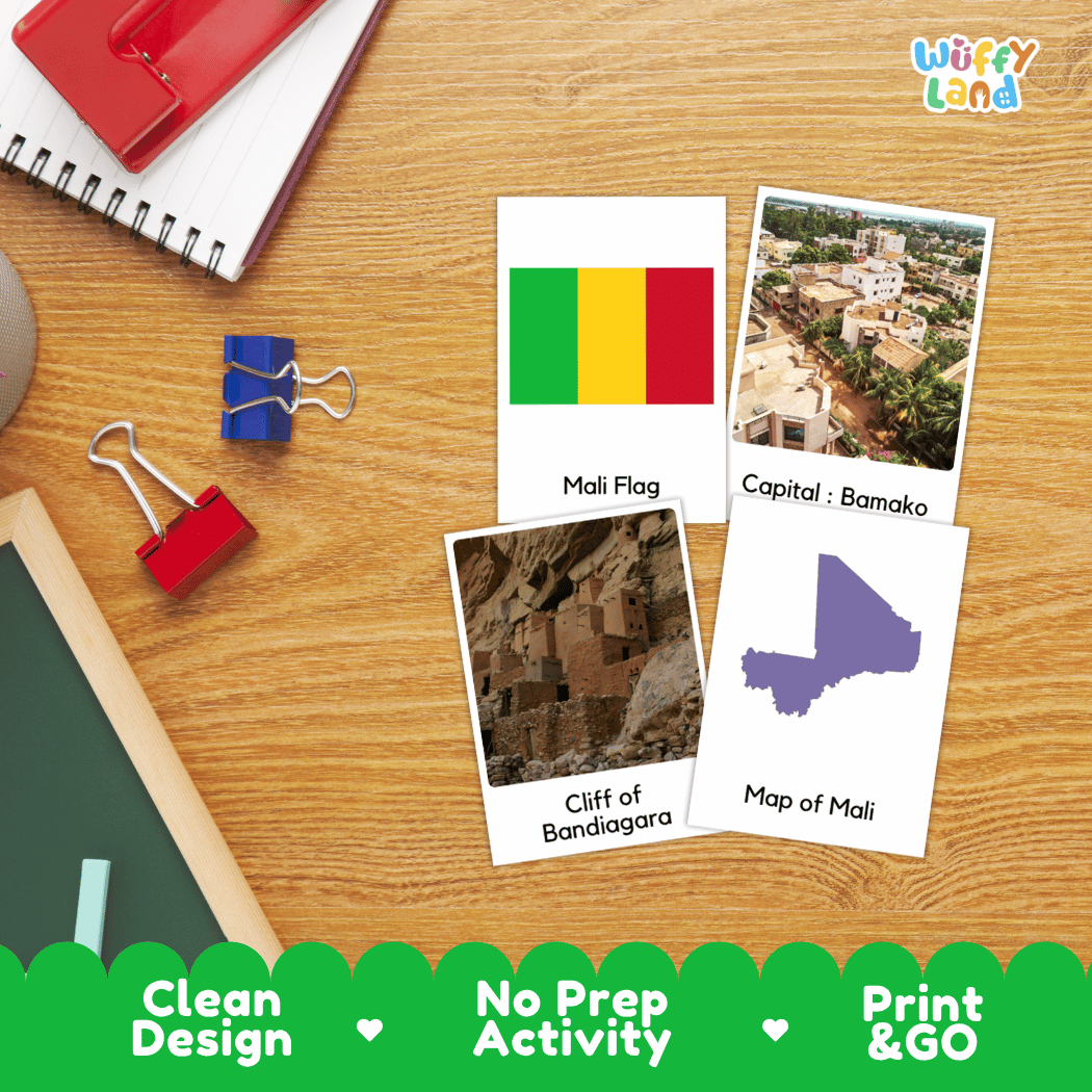 All About Mali Flashcards Food, Culture and Landmarks Print and Go Worksheets