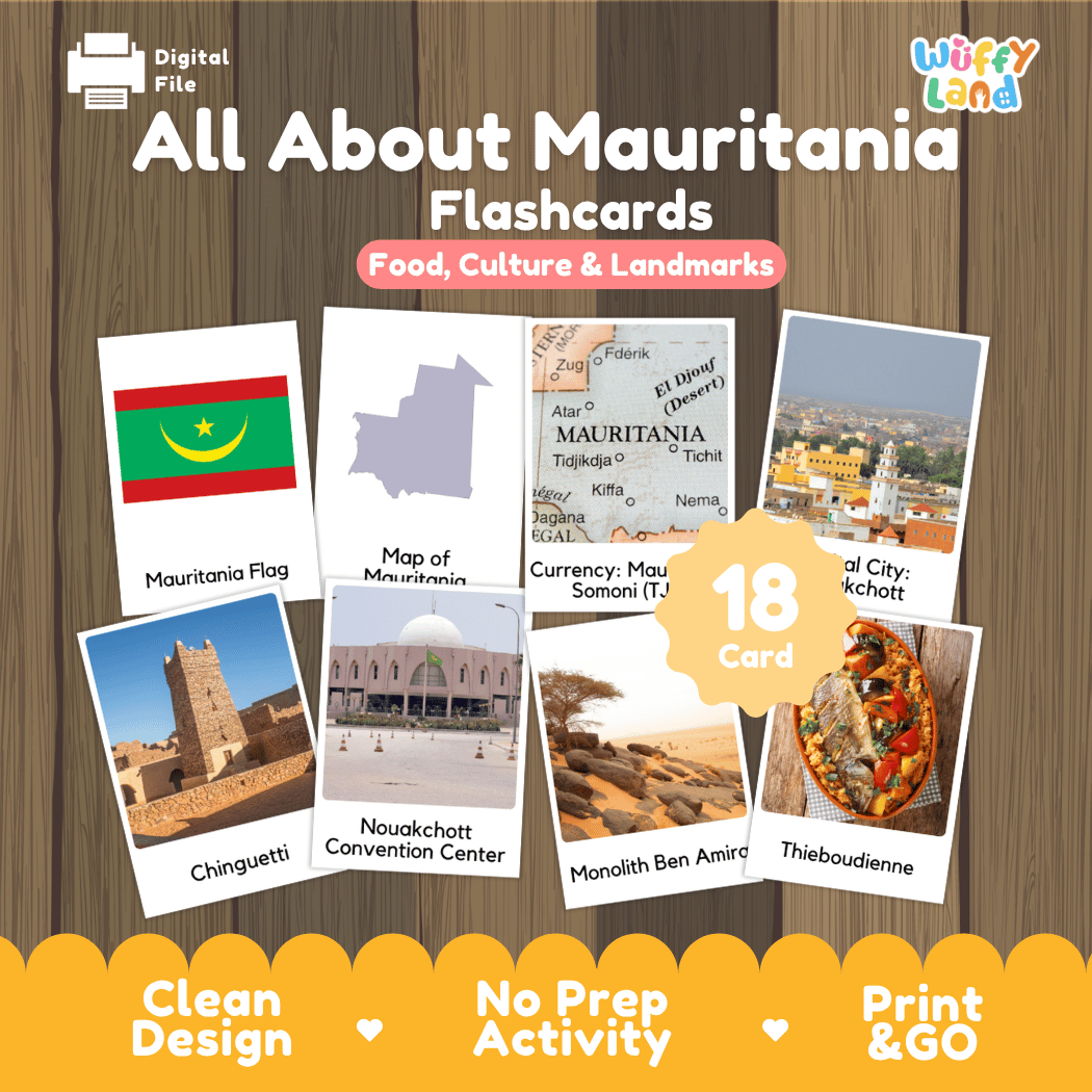 All About Mauritania Flashcards Food, Culture and Landmarks Print and Go Worksheets