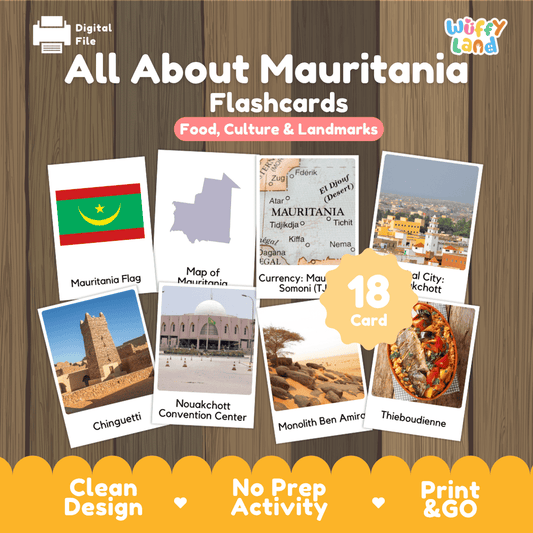 All About Mauritania Flashcards Food, Culture and Landmarks Print and Go Worksheets
