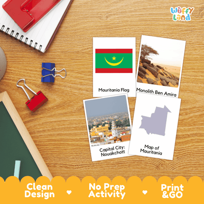 All About Mauritania Flashcards Food, Culture and Landmarks Print and Go Worksheets