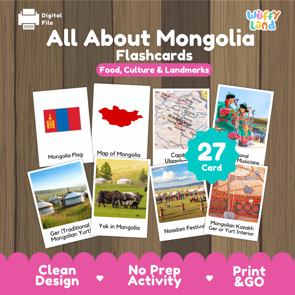 All About Mongolia Flashcards Food Culture and Landmarks Printable