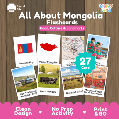All About Mongolia Flashcards Food Culture and Landmarks Printable