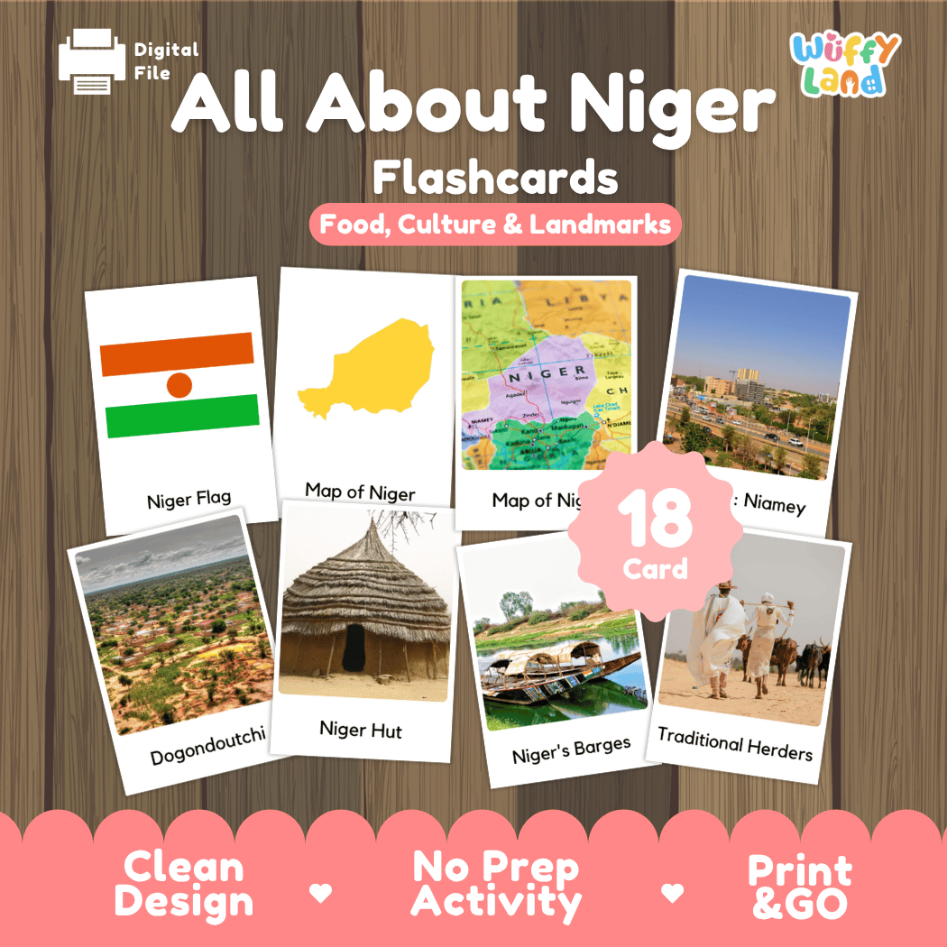 All About Niger Flashcards Food, Culture and Landmarks Print and Go Worksheets