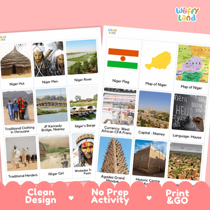 All About Niger Flashcards Food, Culture and Landmarks Print and Go Worksheets