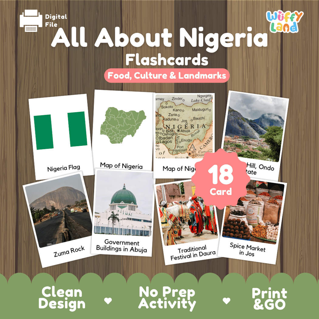 All About Nigeria Flashcards Food, Culture and Landmarks Print and Go Worksheets