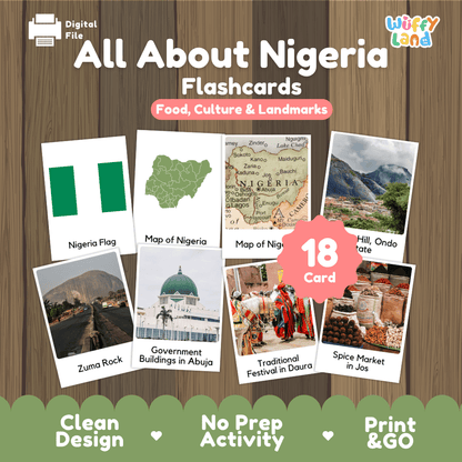 All About Nigeria Flashcards Food, Culture and Landmarks Print and Go Worksheets