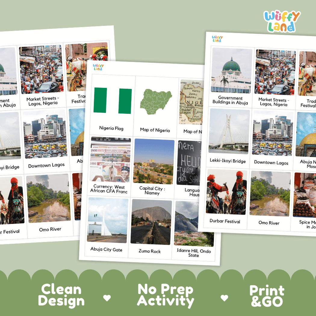 All About Nigeria Flashcards Food, Culture and Landmarks Print and Go Worksheets