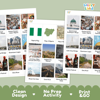 All About Nigeria Flashcards Food, Culture and Landmarks Print and Go Worksheets
