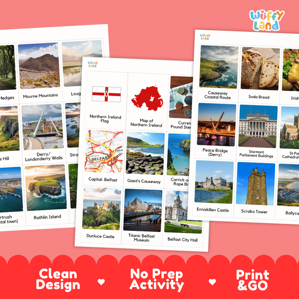 All About Northern Ireland Flashcards Food Culture and Landmarks Printable Cards