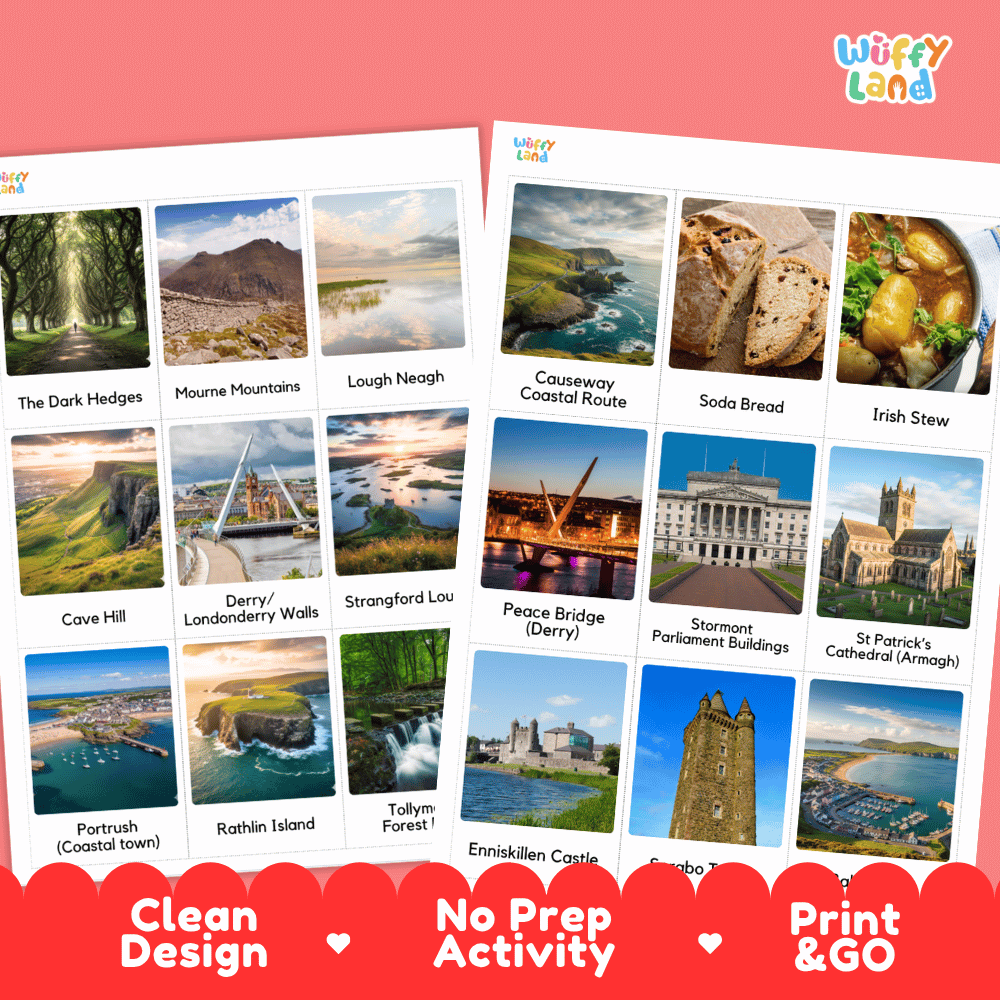 All About Northern Ireland Flashcards Food Culture and Landmarks Printable Cards