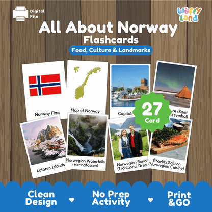 All About Norway Flashcards Food Culture and Landmarks Printable