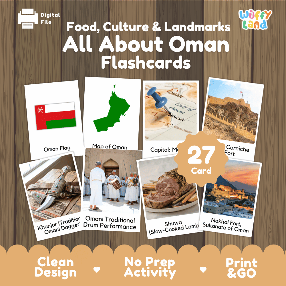 All About Oman Flashcards | Food, Culture, and Landmarks Geography Activity