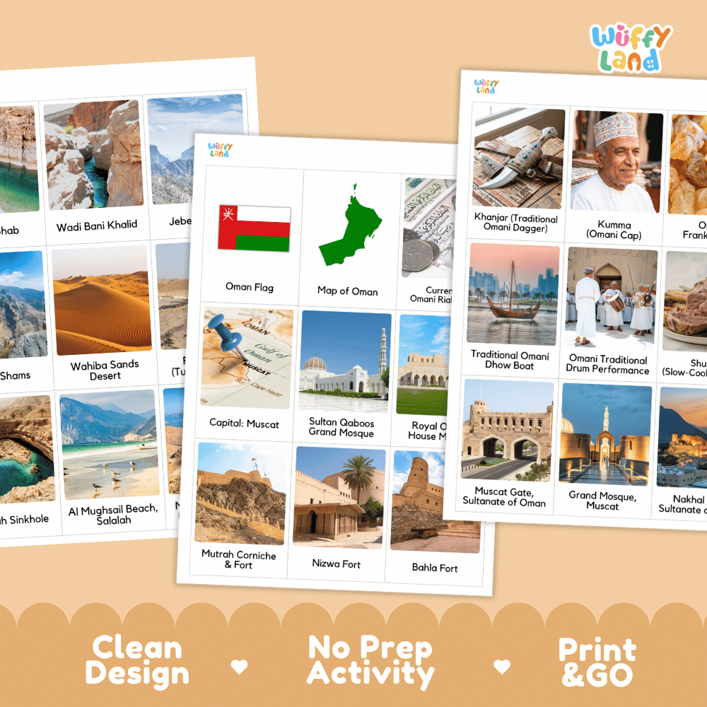 All About Oman Flashcards | Food, Culture, and Landmarks Geography Activity