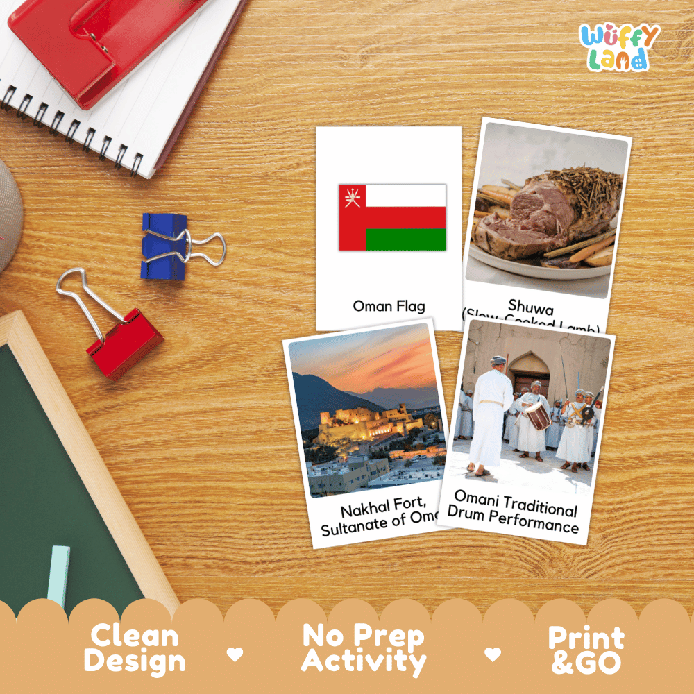 All About Oman Flashcards | Food, Culture, and Landmarks Geography Activity