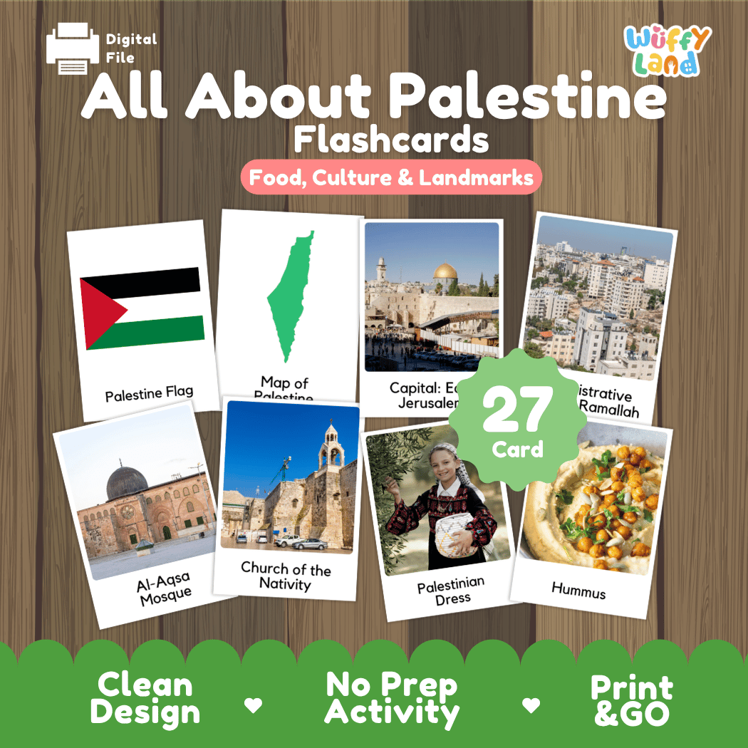 All About Palestine Flashcards Food, Culture and Landmarks Print and Go Worksheets