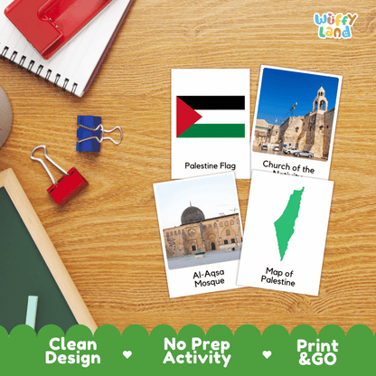All About Palestine Flashcards Food, Culture and Landmarks Print and Go Worksheets