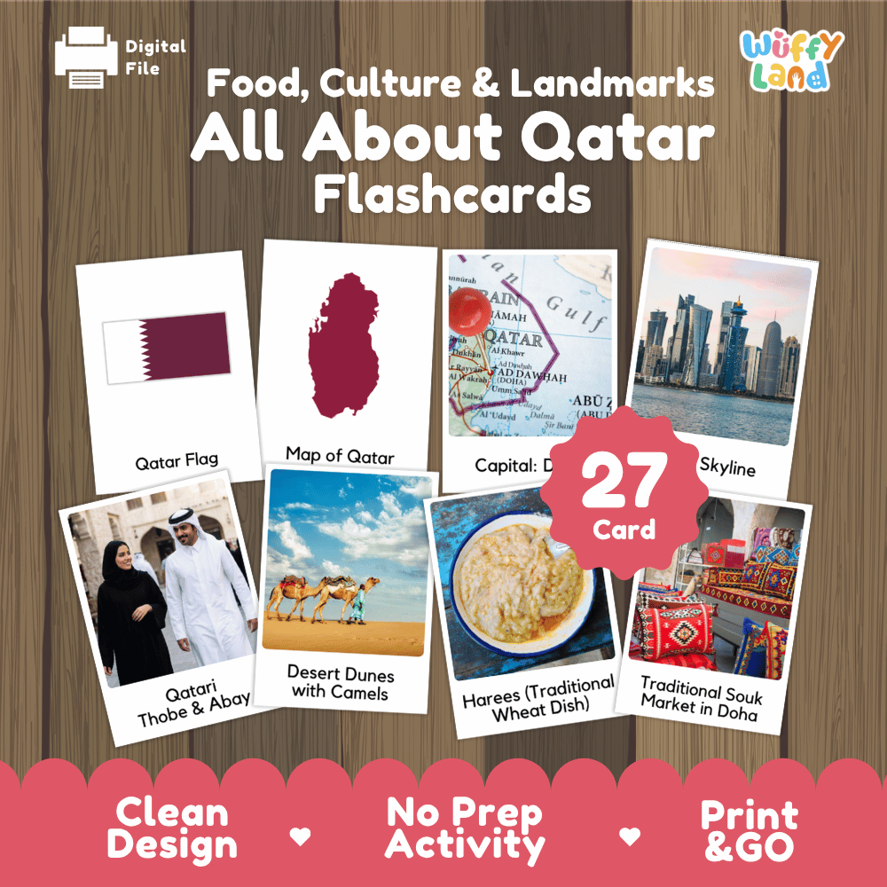 All About Qatar Flashcards | Food, Culture, and Landmarks Geography Activity