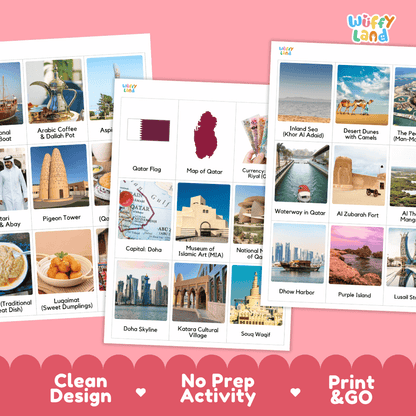 All About Qatar Flashcards | Food, Culture, and Landmarks Geography Activity
