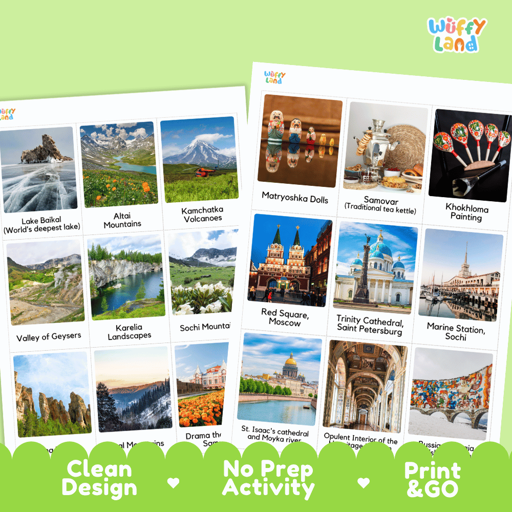 All About Russia Flashcards Food Culture and Landmarks Printable