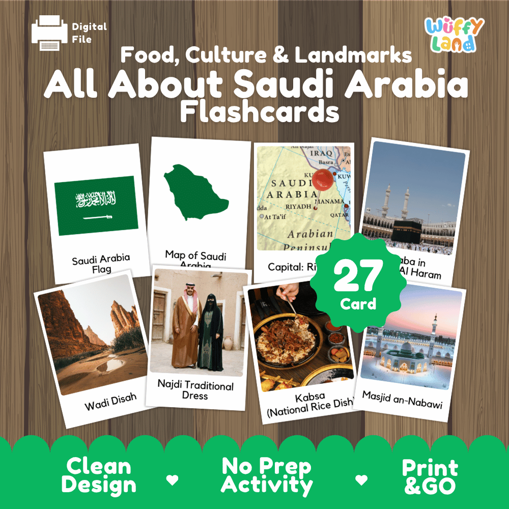 All About Saudi Arabia Flashcards | Food, Culture, and Landmarks Geography Activity