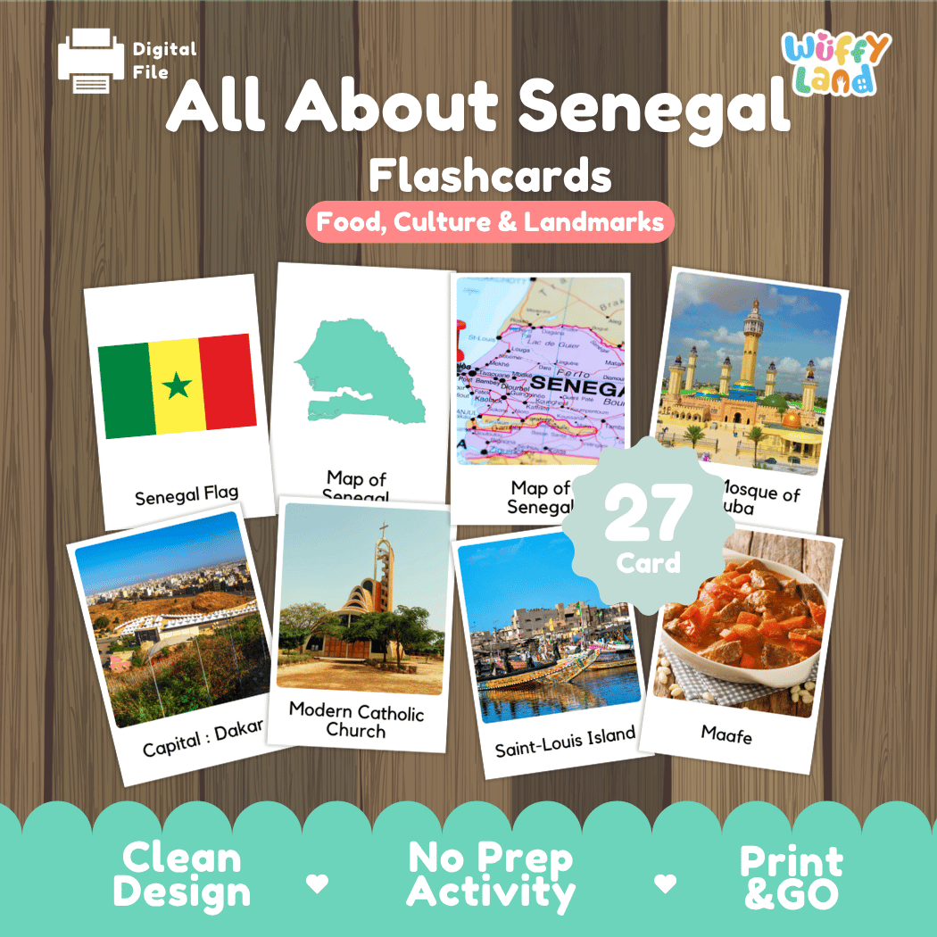 All About Senegal Flashcards Food, Culture and Landmarks Print and Go Worksheets