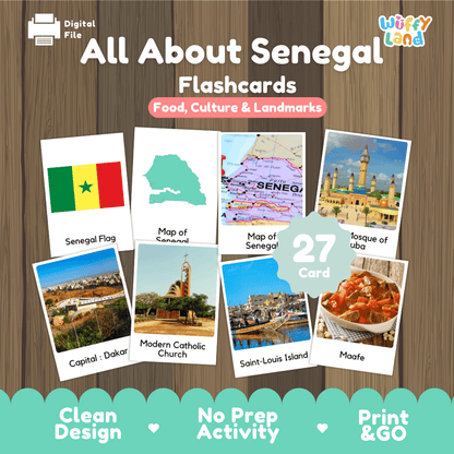 All About Senegal Flashcards Food, Culture and Landmarks Print and Go Worksheets