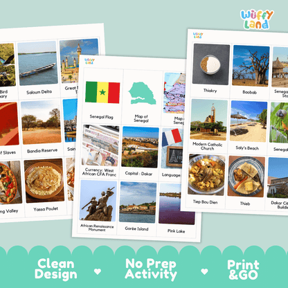 All About Senegal Flashcards Food, Culture and Landmarks Print and Go Worksheets