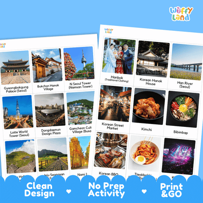 All About South Korea Flashcards Food Culture and Landmarks Printable Cards