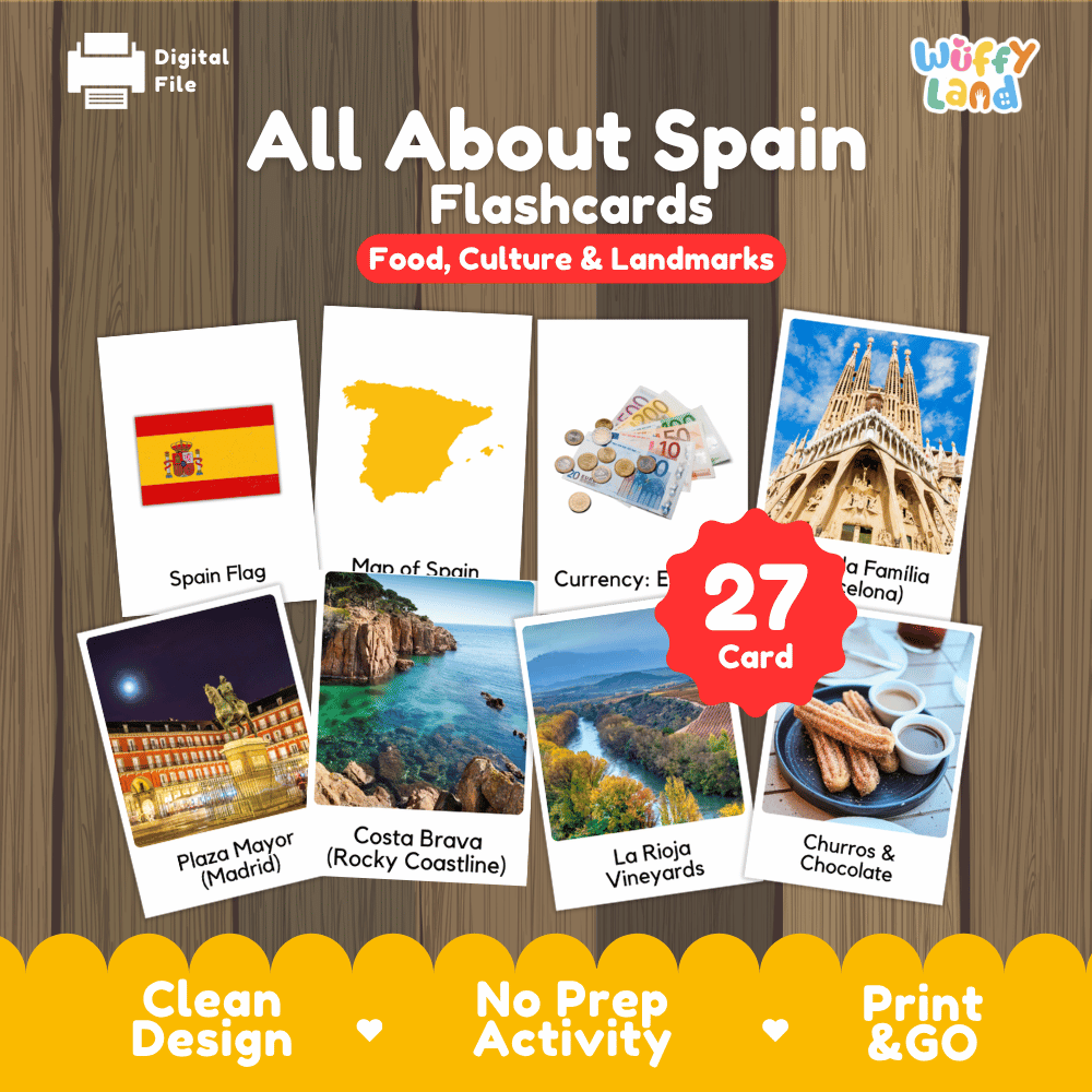 All About Spain Flashcards Food Culture and Landmarks Printable Cards