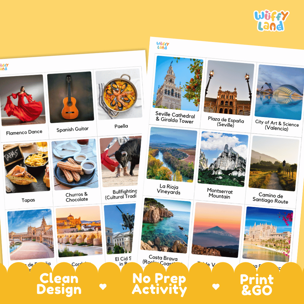 All About Spain Flashcards Food Culture and Landmarks Printable Cards