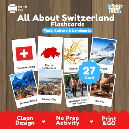 All About Switzerland Flashcards Food Culture and Landmarks Printable Cards
