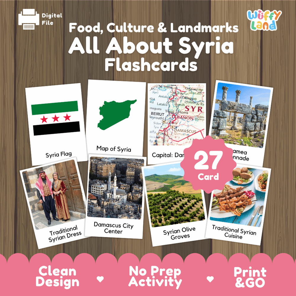 All About Syria Flashcards | Food, Culture, and Landmarks Geography Activity