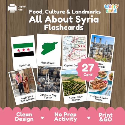 All About Syria Flashcards | Food, Culture, and Landmarks Geography Activity