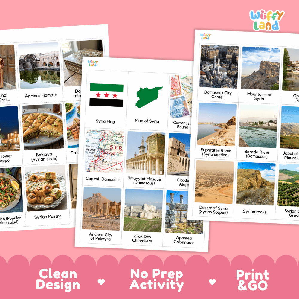 All About Syria Flashcards | Food, Culture, and Landmarks Geography Activity