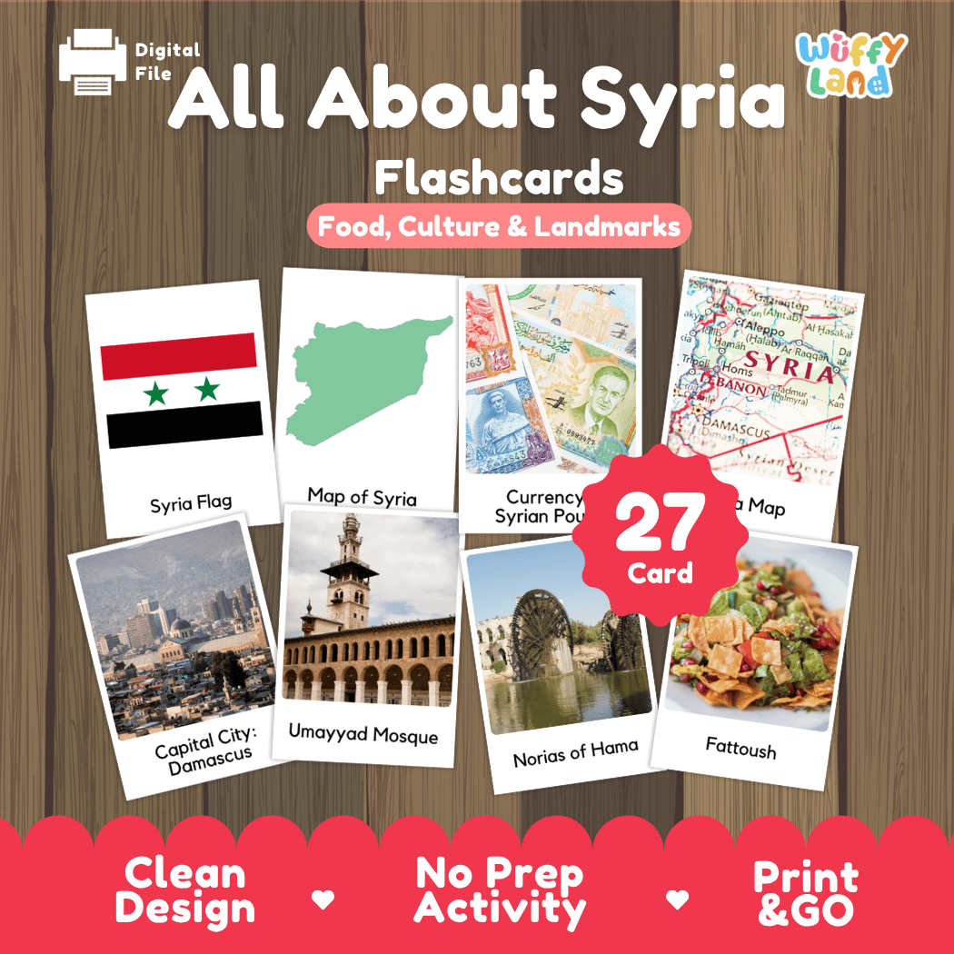 All About Syria Flashcards Food, Culture and Landmarks Print and Go Worksheets