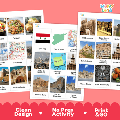 All About Syria Flashcards Food, Culture and Landmarks Print and Go Worksheets