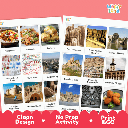 All About Syria Flashcards Food, Culture and Landmarks Print and Go Worksheets