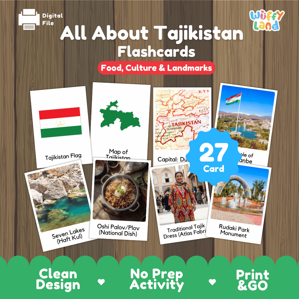 All About Tajikistan Flashcards | Food, Culture, and Landmarks Geography Activity