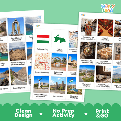 All About Tajikistan Flashcards | Food, Culture, and Landmarks Geography Activity
