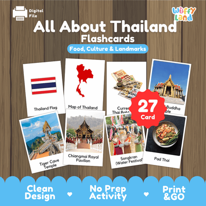 All About Thailand Flashcards Food Culture and Landmarks Printable Cards