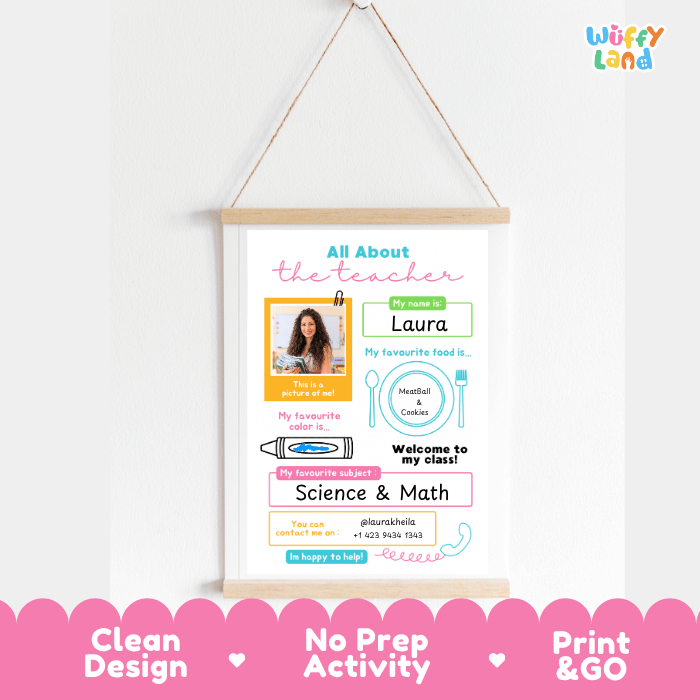 All About The Teacher Meet the Teacher Template Printable Worksheets