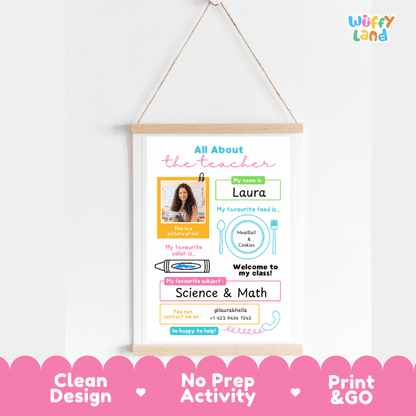All About The Teacher Meet the Teacher Template Printable Worksheets